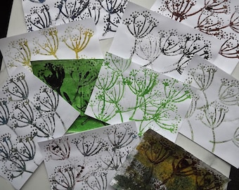 Hand printed papers, scrapbooking, journaling, emphemera