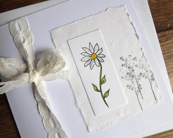 Daisy Mixed Media Card: Hand-Painted Birthday Greetings (6x6 inches)