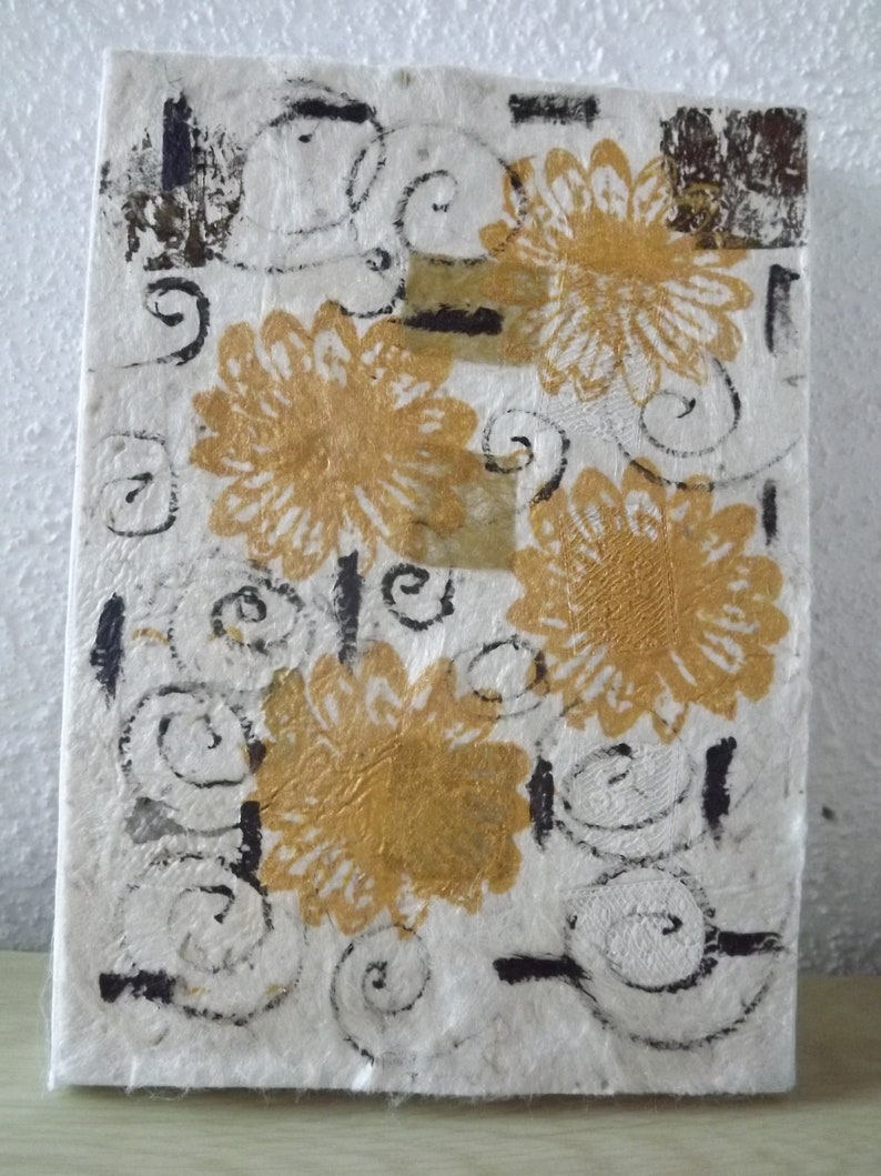 Original Art Work Mixed Media on Canvas Gustav Klimt Inspired 5 x 7 inches