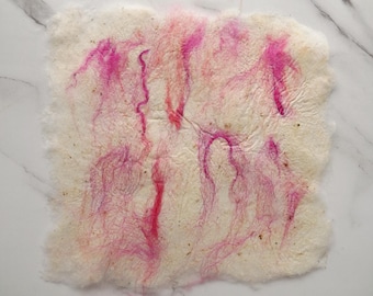 Handmade Mulberry Silk Paper: Pink Fiber Art Sheet