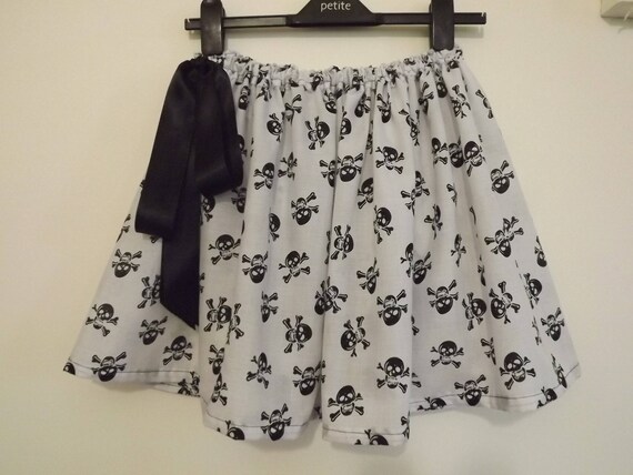 Halloween Skirt Goth Pirate white cotton black skull and | Etsy