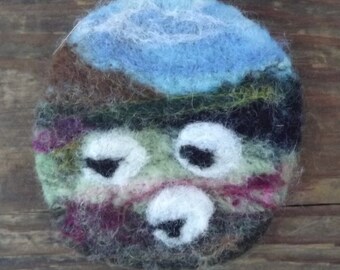 Needle felted landscape of sheep and fields brooch made with natural wool - Made to Order