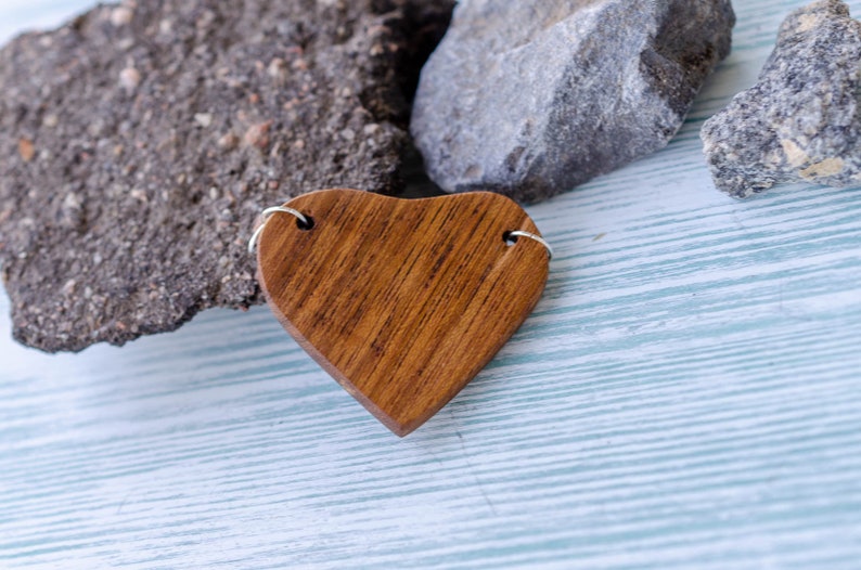 fifth anniversary Organic jewelry Minimal pendant gift from boyfriend Wood heart necklace