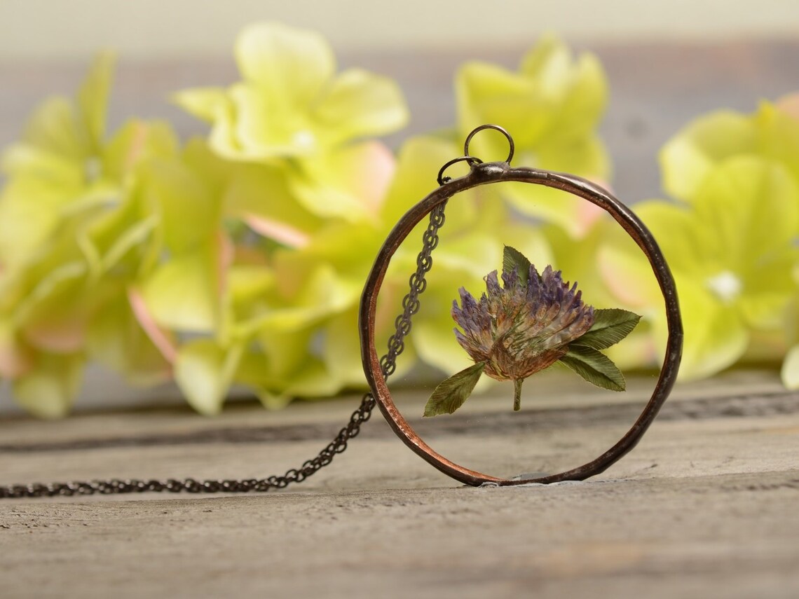 Meadow Flower Necklace real dried flower jewelry single Etsy