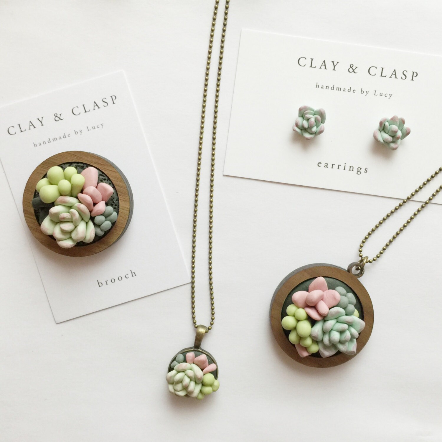 Succulent Earrings Beautiful Handmade Polymer Clay Jewellery Etsy