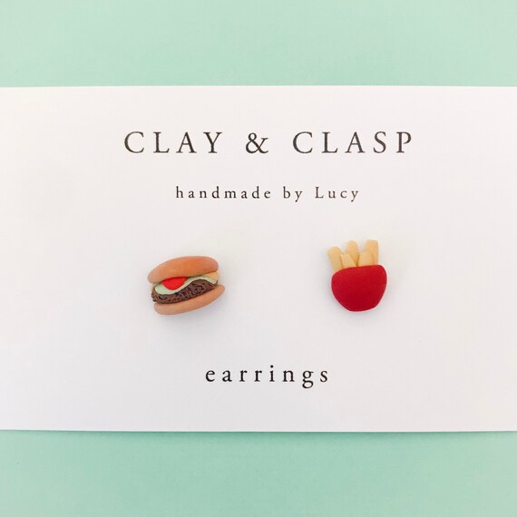 Burger and Chips Earrings