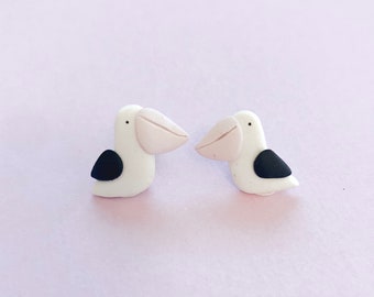 Pelican earrings - beautiful handmade polymer clay jewellery by Clay & Clasp
