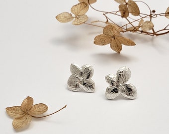 Hydrangea Flower Sterling silver Earrings, Brelokz