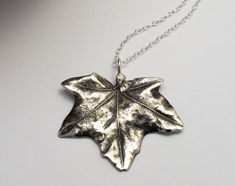 Silver Maple Leaf, Sterling silver jewelry, Botanical jewellery