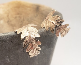 Fern leaves Hoop earrings, Bronze jewelry