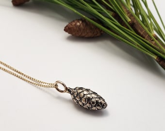 Pine Cone Necklace, Botanical jewelry