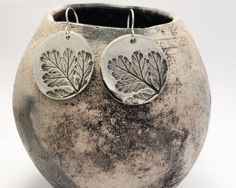 Sterling silver leaf earrings, Botanical Jewelry