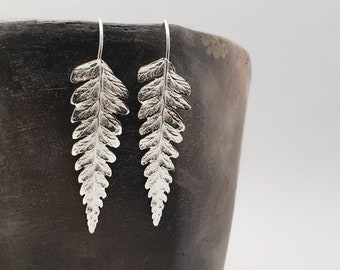 Fern leaves earrings, Sterling silver jewelry