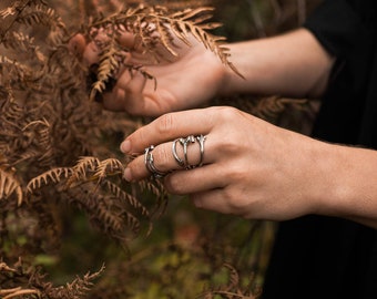 Silver Twig Ring, Botanical jewelry