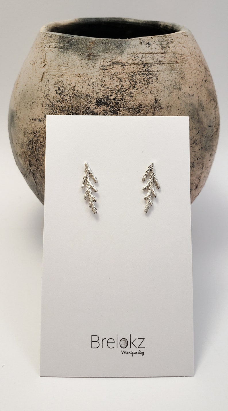 Juniper earrings in silver, Botanical jewelry image 5