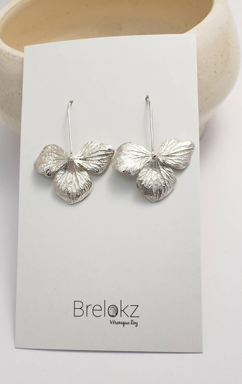 Hydrangea Flower earrings in Sterling Silver for women, Brelokz image 4