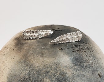 Fern leaf stud earrings in silver, Botanical Jewellery