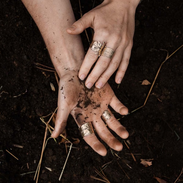 Bague Feuille en Bronze, Bijoux botaniques, Avocatier