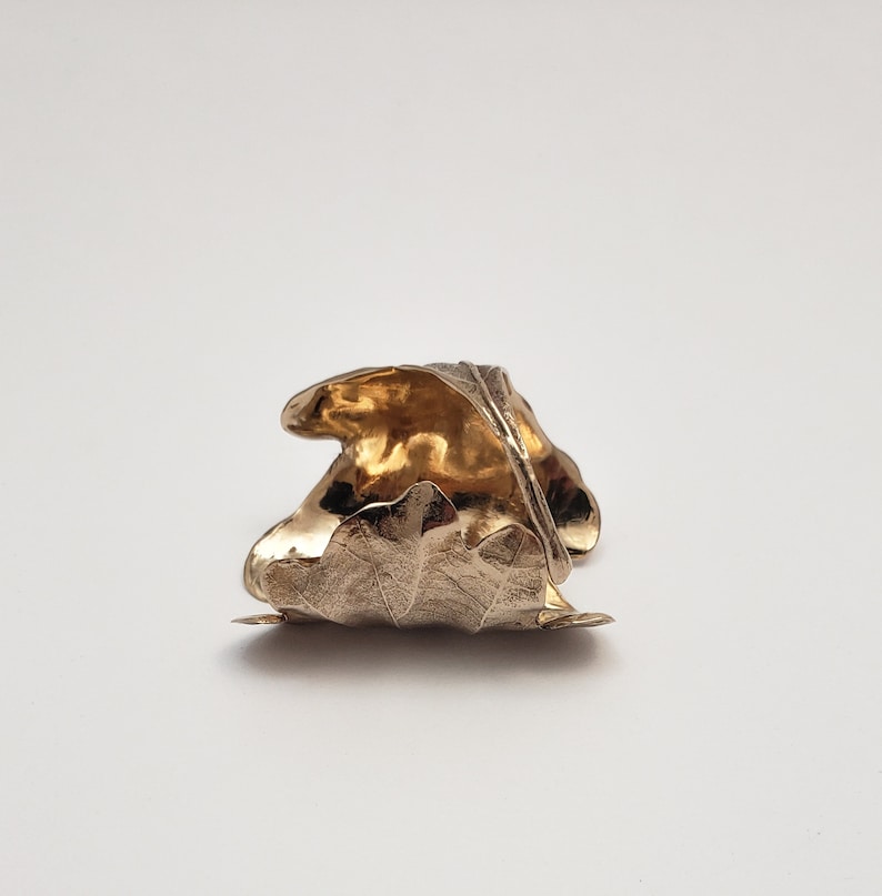Bronze Oak Leaf Ring, Botanical Jewelry, Nature Ring, Nature Jewelry, Statement ring, Woodland inspiration, Gold jewelry, Gold ring image 7