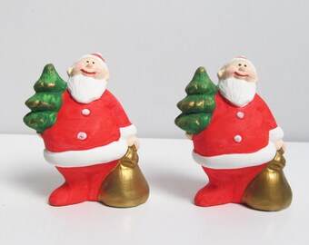Two Vintage Ceramic Santa Claus Figurine Christmas Decoration Christmas Tree Smiling Santa Rot Ceramic Germany German Handpainted Red Two Vintage Ceramic Santa Claus Figurine Christmas Decoration Christmas Tree Smiling Santa Rot Ceramic Germany German Handpainted Red