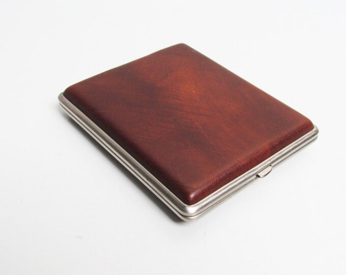 Vintage Cigarette Case Holder in Brown Vinyl/leather and - Etsy