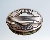 Vintage Navajo Native American sterling silver belt buckle, Vintage NOS Concha Belt signed Rick Martinez oval 37.15 gr