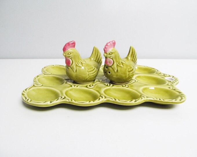 Vintage Ceramic Egg Serving Platter and Salt and Pepper Etsy