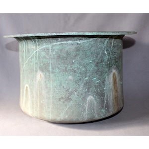 Large Antique Verdigris Copper Cauldron Basin, Wash Tub, Fireside Log Bin, Garden Planter, Country farmhouse decor, patina, round bottom
