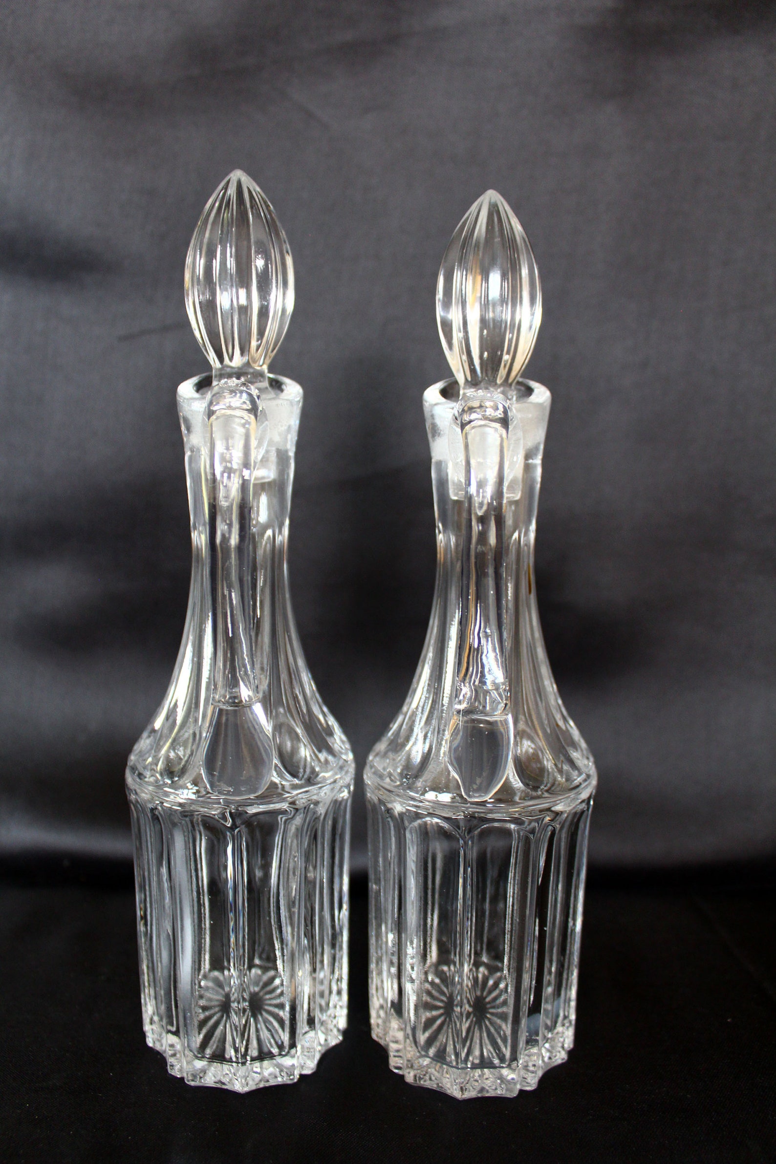 Vintage crystal cruet set glass oil and vinegar decanter Etsy