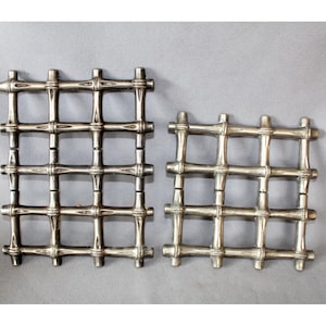 Set of 2 vintage silver plated Italian trivets, expandable, bamboo shaped, footed, serving stand, butler stand, hot plate