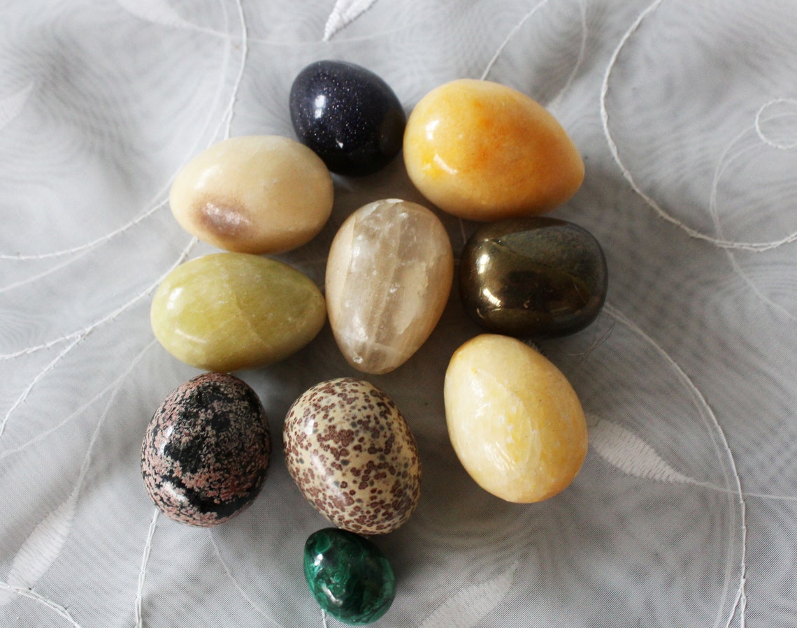 10 Vintage Polished Natural Stone Eggs Marble purple glitter Etsy