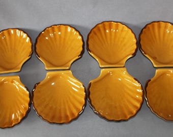 Lot De 6 Coquilles Saint-Jacques En Porcelaine Emile Henry - Ramequins La Bourguignonne - Beige
