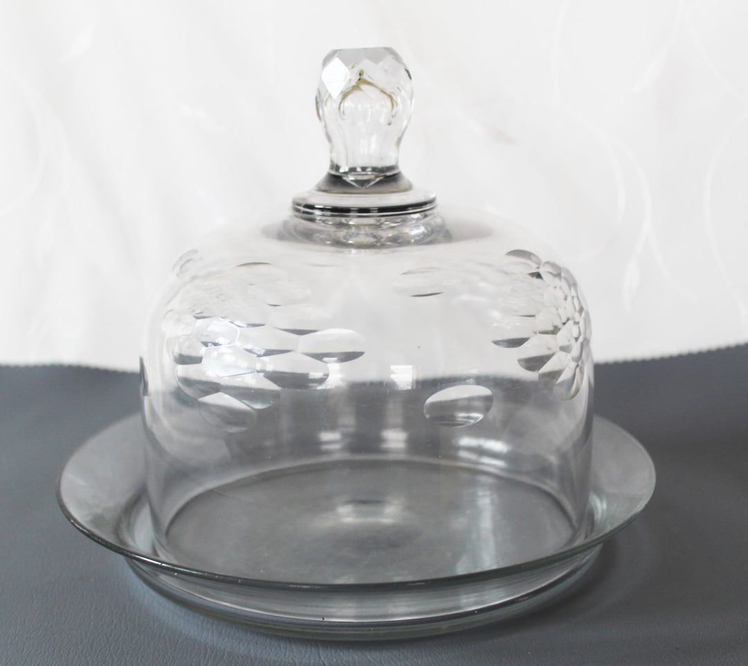 Large Vintage Crystal Cheese Dome With Underplate Cut Glass Etsy