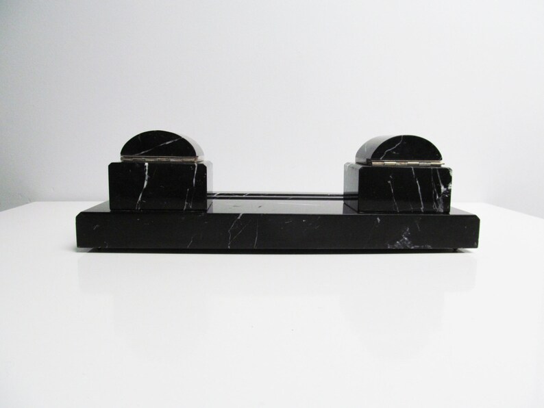 Art Deco Vintage Marble Desk Organiser Set Pen Pencil 50