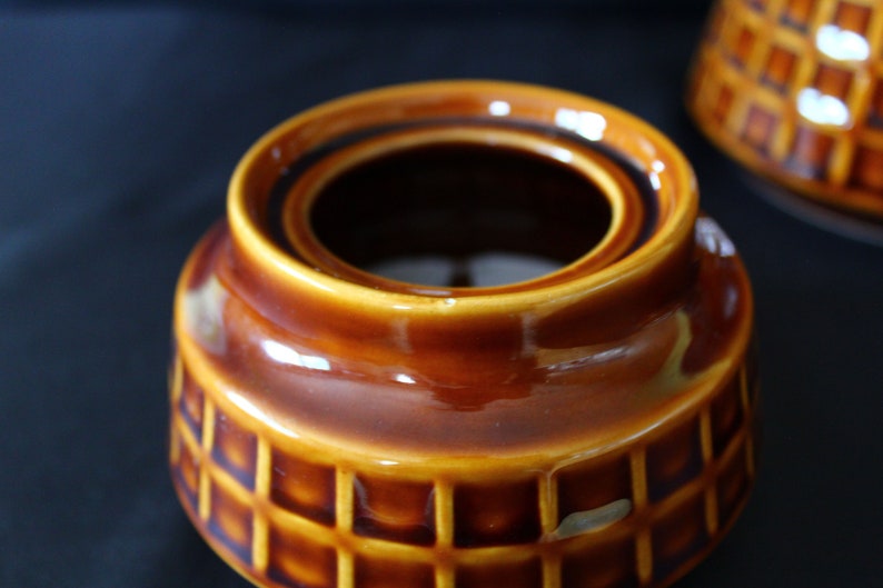 Vintage ceramic mid-century Pruszkow sugar and coffee pot, sugar bowl with lid, coffee pot, coffee set Polish pottery kitchenalia image 9