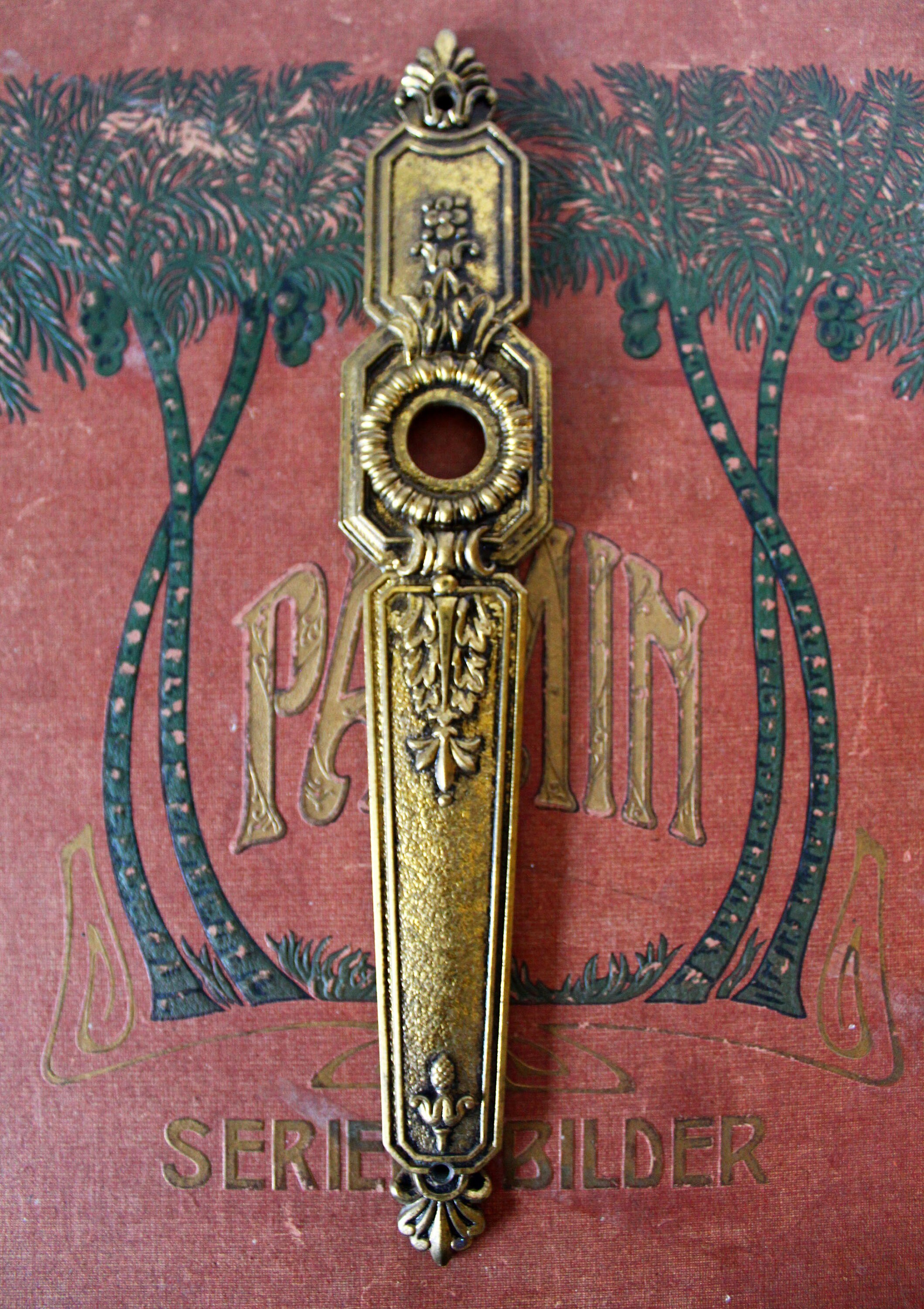 Vintage French Bezault Riv Cast Brass Escutcheon Keyhole Cover