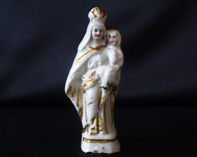 Small Antique French Vieux Paris Porcelain Madonna and Child, Mary ...