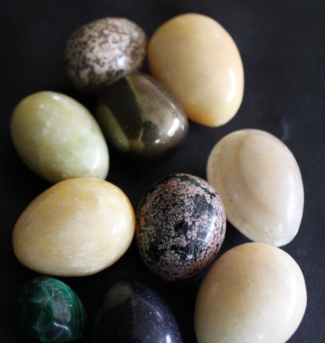 10 Vintage Polished Natural Stone Eggs Marble purple glitter Etsy