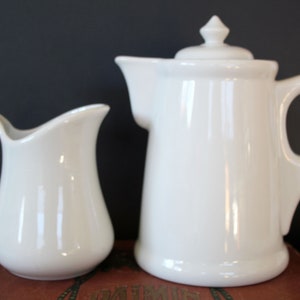 Vintage German KPM white porcelain coffee pot, French Pillivuyt Porcelain Pitcher, Jug, white porcelain, kitchen decor, creamer