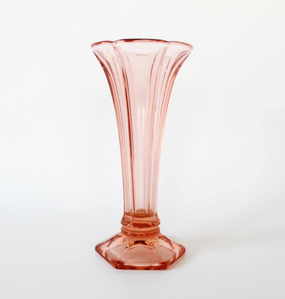 Vintage Art Deco Pink Glass Vase Charles Graffart Val Saint Etsy