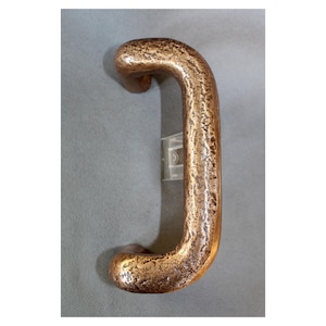 Vintage Large heavy brutalist bronze door handle, Germany mid century modernist external door pull, architectural copper color