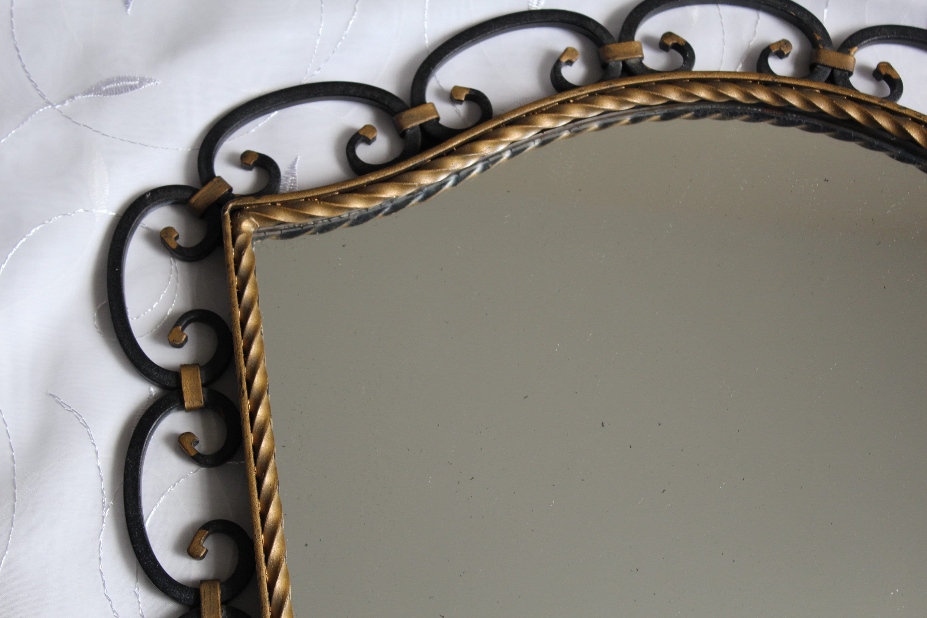 Large Vintage Wrought iron mirror outdoor iron mirror brass Etsy