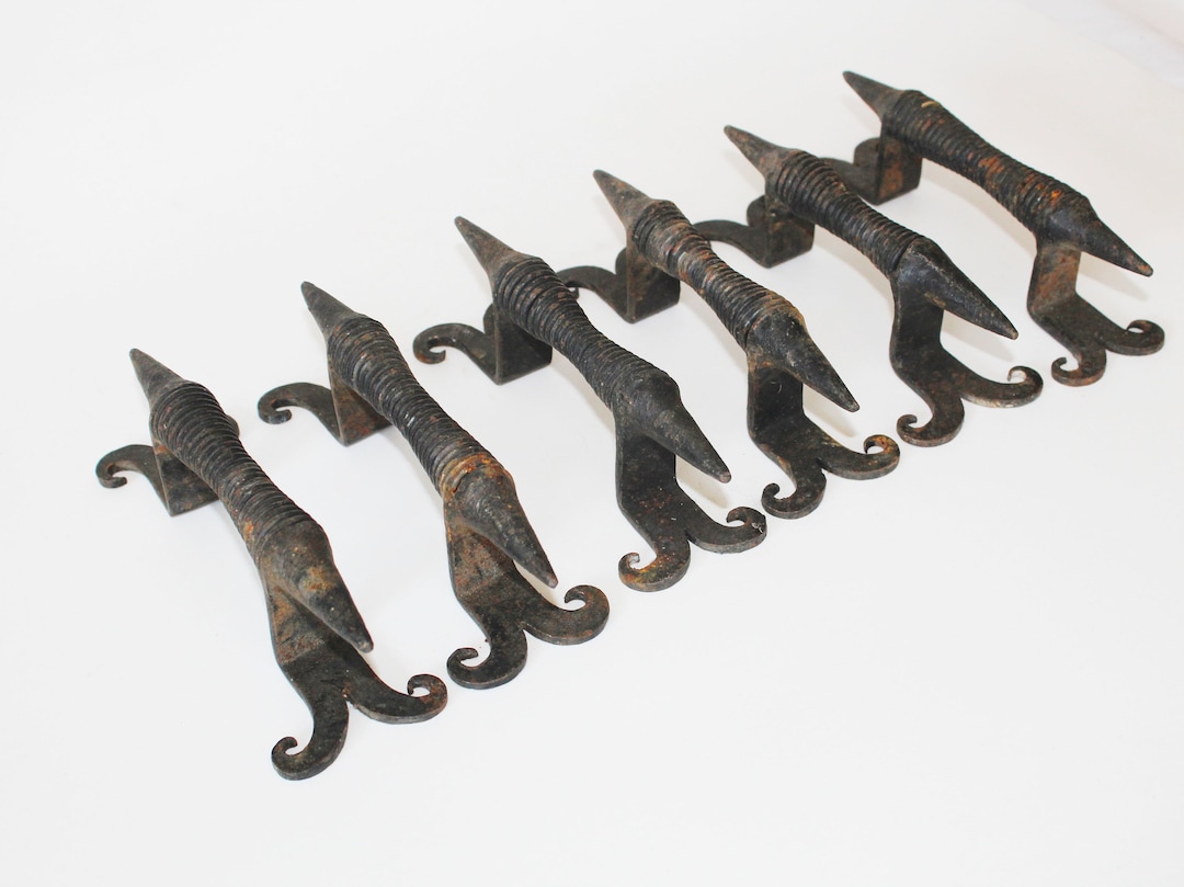 6 Antique / Vintage Gothic Style Iron Handle, Wrought Iron, Forged Iron ...
