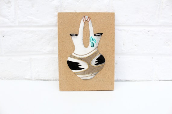 Vintage Sand Painting Wedding Vase Native American Artist Etsy