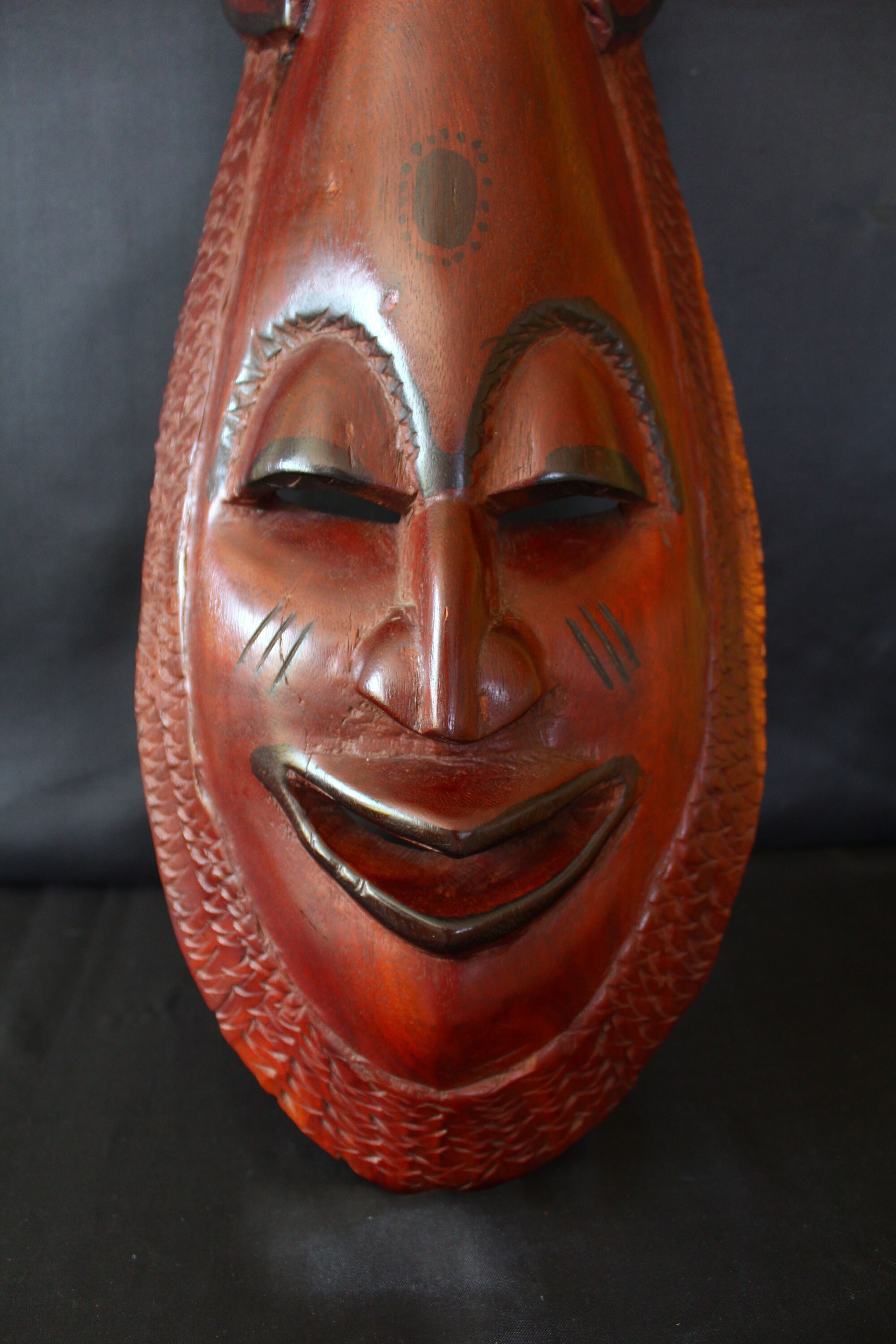 Tall Vintage African Wood Carved Mask Wall Hanging Animal Etsy UK