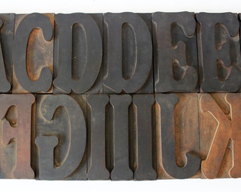 5.7 inch, 14.5 cm Vintage French tall wood letterpress letters numbers, sold per piece, printer&#39;s block, alphabet, capital letters, stamps