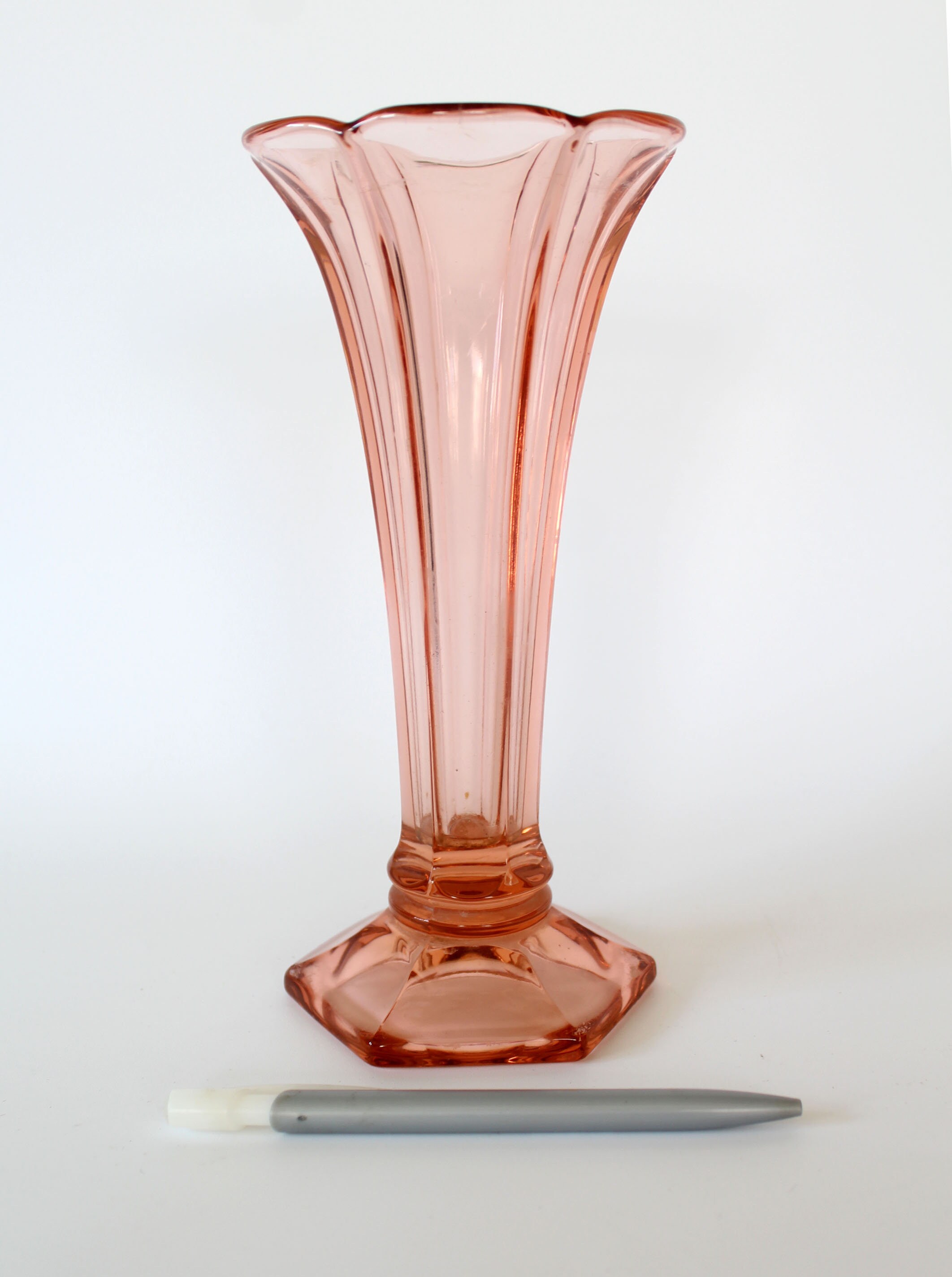 Vintage Art Deco Pink Glass Vase Charles Graffart Val Saint Etsy