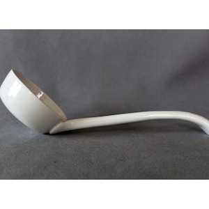Vintage white ironstone ceramic ladle, victorian serving spoon, ceramic ladle, soupiere accessory, punch bowl spoon, country farmhouse