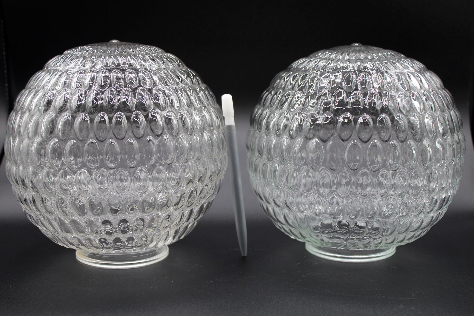 2 Large Vintage Clear Glass Lamp Globe Replacement Globes Etsy