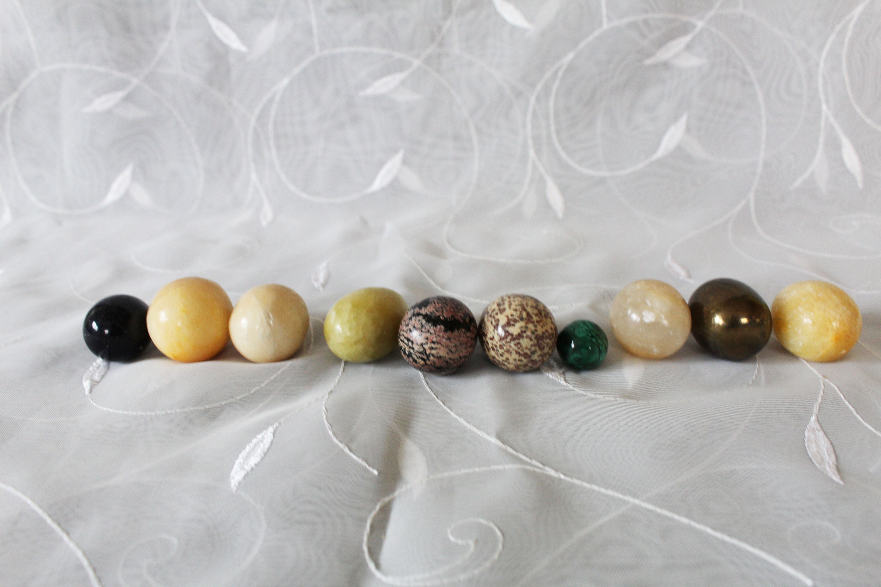 10 Vintage Polished Natural Stone Eggs Marble purple glitter Etsy